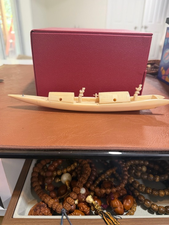 Other - Carved Wooden Boat Figurine - Natural Wood